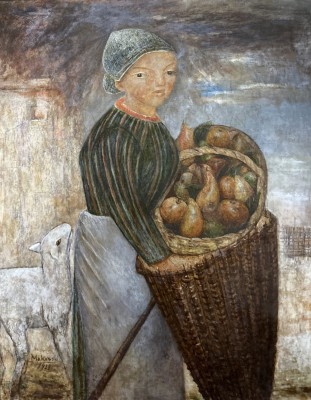 Bergère au panier de fruits